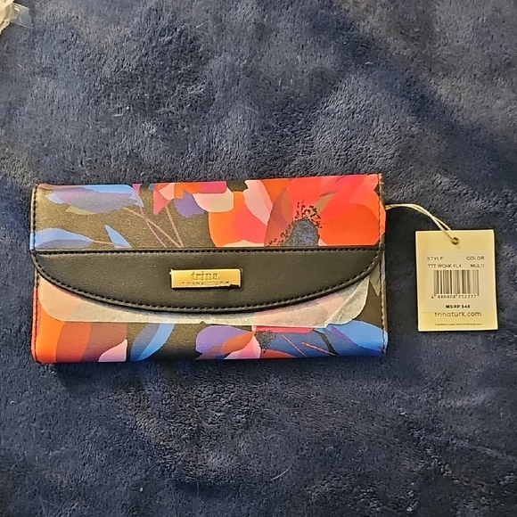Trina Turk Black Multicolor Floral Long Wallet NWT - Picture 2 of 9